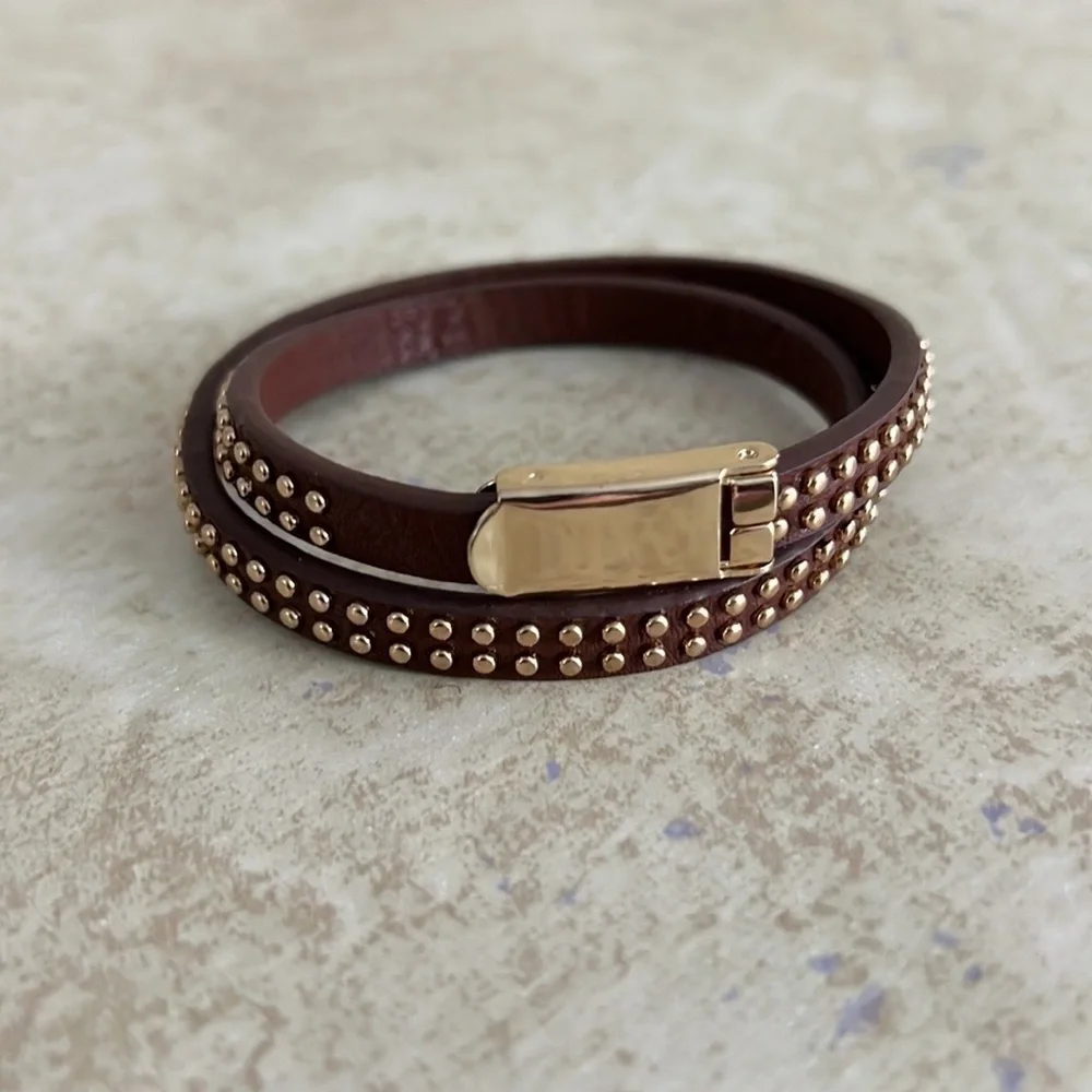 Leather Studed Choker or Double wrap Bracelet